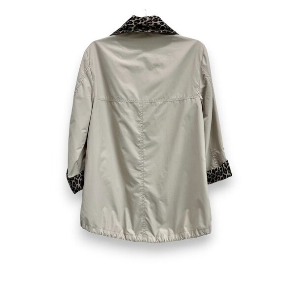JM Collection Women Windbreaker Rain Jacket Hooded Drawstring Cheetah Print - Picture 5 of 13